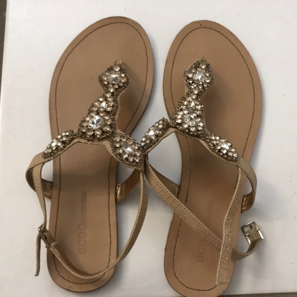 Rhinestone cream sandals